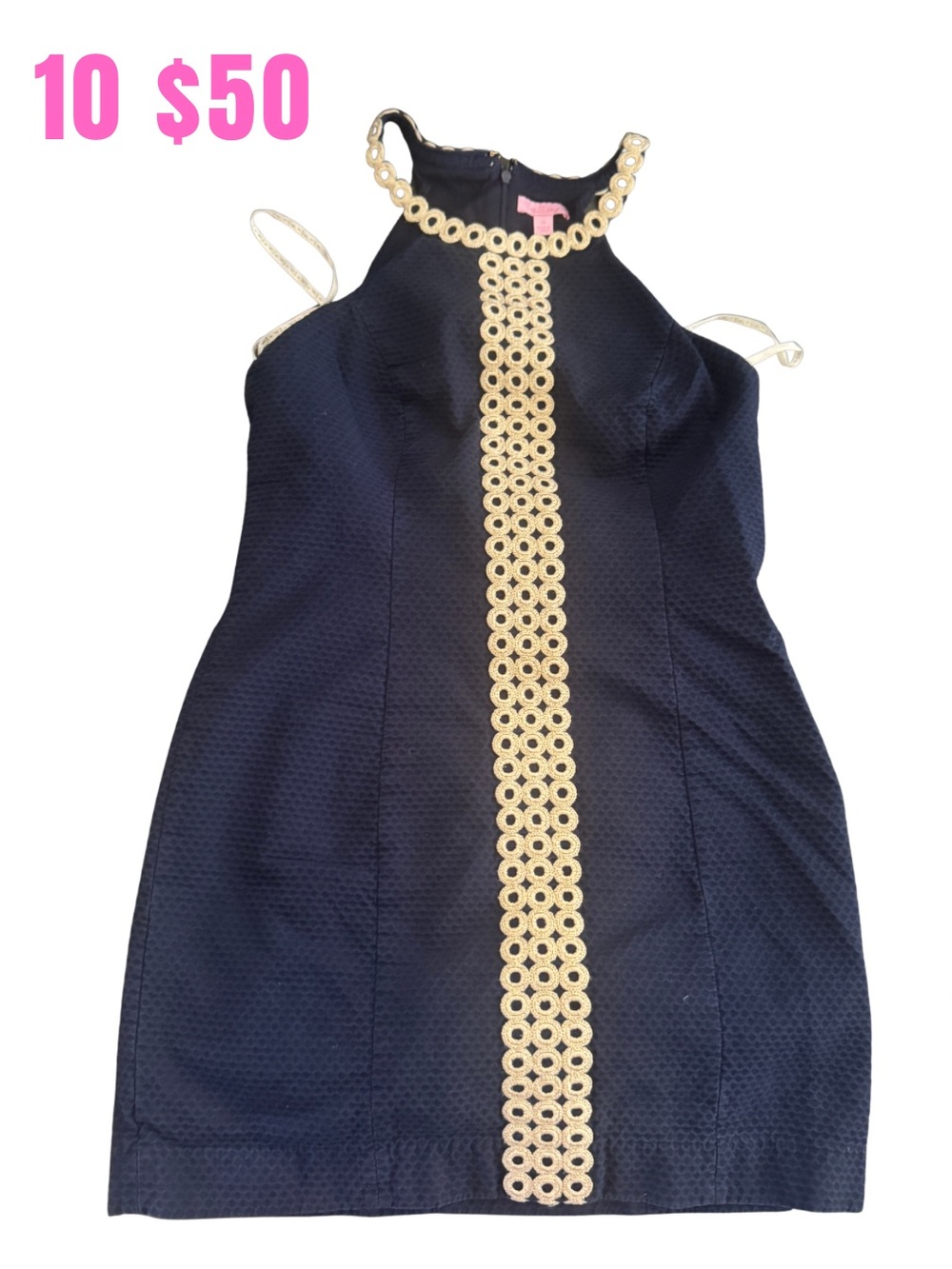 Lilly Pulitzer Navy Mini Dress with Gold Trim